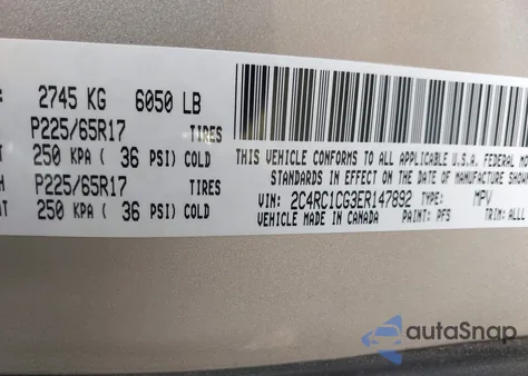 2014 Chrysler Town & Country Touring-L from USA, damaged, VIN 2C4RC1CG3ER147892